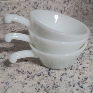 3 Fire King Anchor Hocking handled soup casserole dishes Oven Proof Vintage